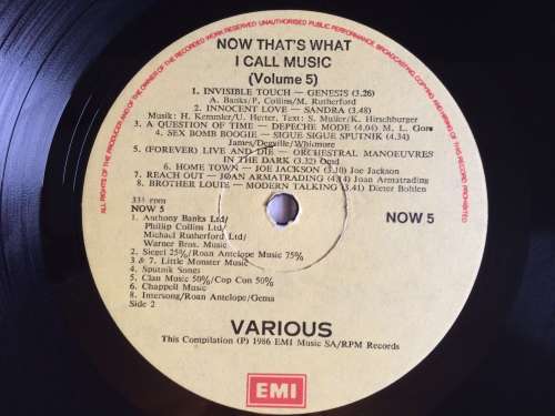 NOW That`s What I Call Music 5 (Double LP + David Bowie/Jermaine Stewart Pink Promo LP) (VG/VG+)