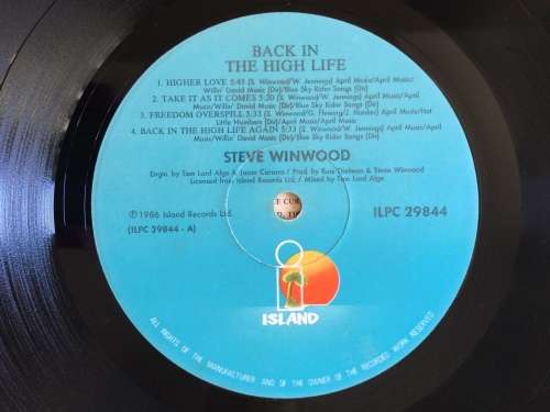 Steve Winwood - Back In The High Life (Vinyl LP) (Cover VG, LP VG+)
