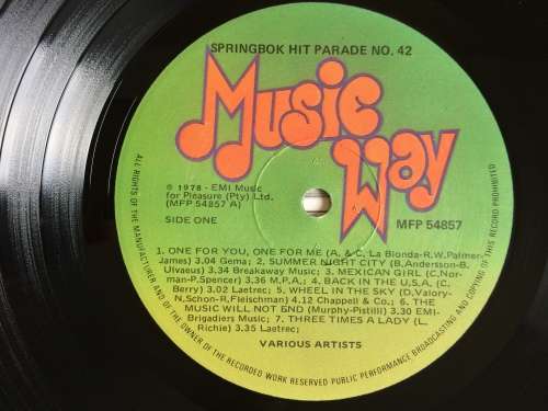 Springbok Hit Parade 42 (Vinyl LP) (Cover VG, LP VG+)