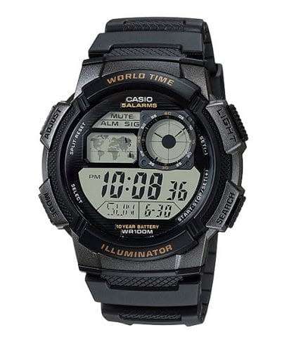 Casio AE-1000W Mens World Time Sports Digital Quartz Watch (Open Box)
