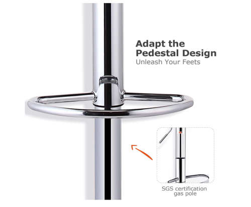 Adjustable Height Swivel Bar Stool, With Chrome Finish
