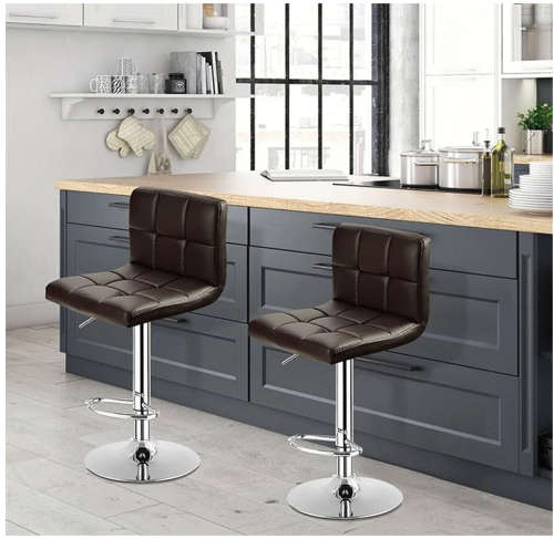 Adjustable Height Swivel Bar Stool, With Chrome Finish
