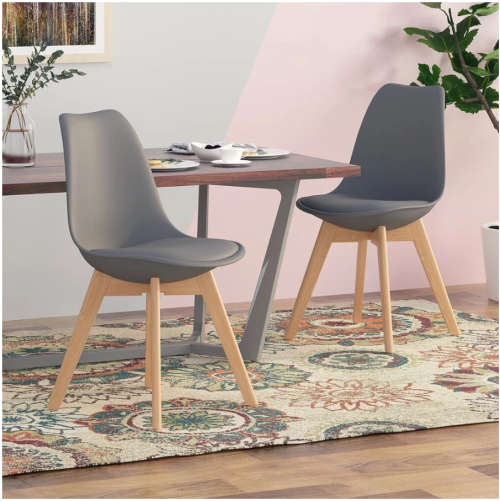 Dining Chair Modern Bar Chair Kitchen Chair with Padded Seat Faux Leather Tulip Beech Wooden Legs