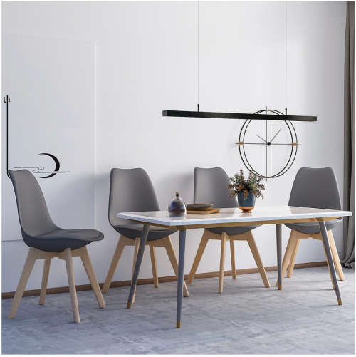 Dining Chair Modern Bar Chair Kitchen Chair with Padded Seat Faux Leather Tulip Beech Wooden Legs