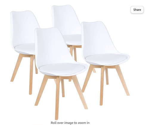 Dining Chair Modern Bar Chair Kitchen Chair with Padded Seat Faux Leather Tulip Beech Wooden Legs