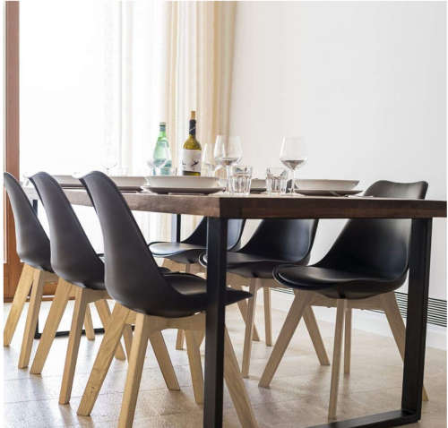 Dining Chair Modern Bar Chair Kitchen Chair with Padded Seat Faux Leather Tulip Beech Wooden Legs