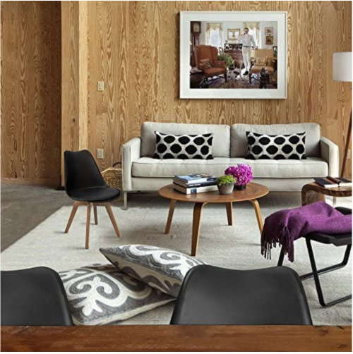 Dining Chair Modern Bar Chair Kitchen Chair with Padded Seat Faux Leather Tulip Beech Wooden Legs