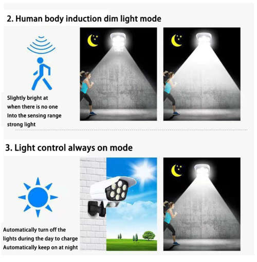 Solar Led Light Outdoor Motion Sensor Solar Light Fake Dummy Camera Spotlight Wall Lamp For Garden
