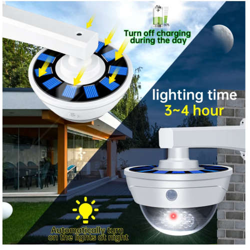 Solar Powered Fake Security Camera Shape Solar Light With PIR Motion Sensor Detection Lights