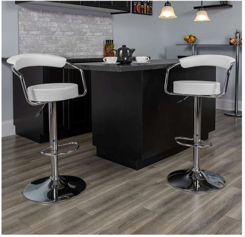 Modern Home Zool Contemporary Adjustable Faux Leather Barstool - Black, Red, White, Brown