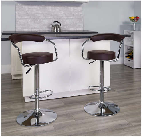 Modern Home Zool Contemporary Adjustable Faux Leather Barstool - Black, Red, White, Brown