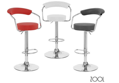 Modern Home Zool Contemporary Adjustable Faux Leather Barstool - Black, Red, White, Brown