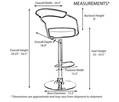Modern Home Zool Contemporary Adjustable Faux Leather Barstool - Black, Red, White, Brown