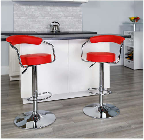 Modern Home Zool Contemporary Adjustable Faux Leather Barstool - Black, Red, White, Brown