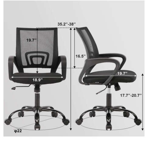 Home Office Chair Ergonomic Desk Chair Mesh Computer Chair with Lumbar Support Armrest Executive Rol