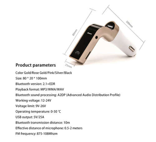 Car Bluetooth 5.0 FM Transmitter Wireless Adapter Mic Audio Receiver Auto MP3 Player QC3.0 Dual USB