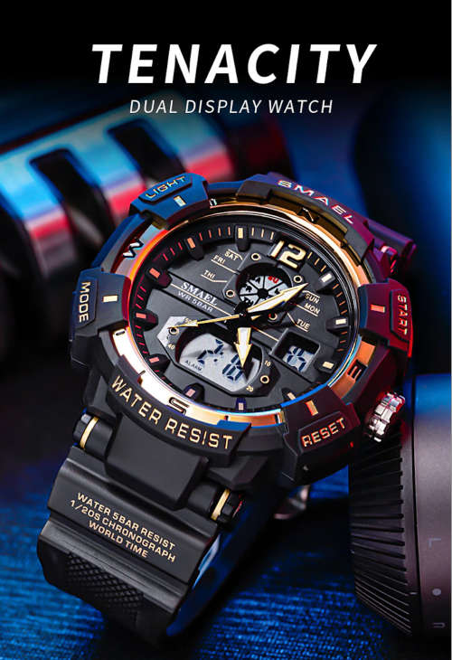 SMAEL Top Luxury Brand Men`s Watch Outdoor Sports Watches Dual Time Display Black Only !!!!!!