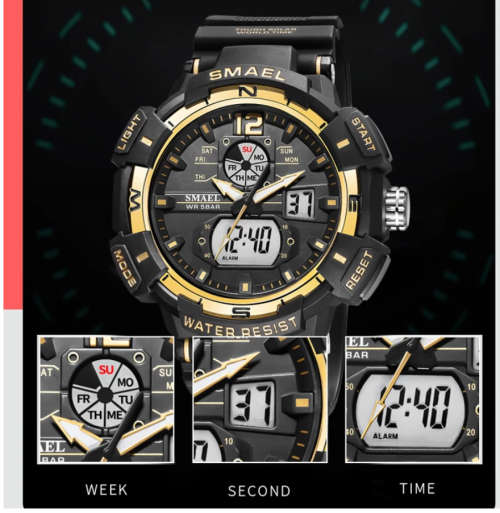 SMAEL Top Luxury Brand Men`s Watch Outdoor Sports Watches Dual Time Display Black Only !!!!!!