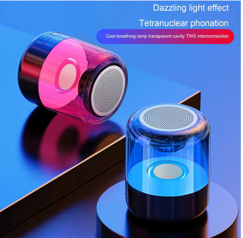 New Z5 Portable Wireless Bluetooth Speaker Subwoofer Desktop Colorful LED Lights Transparent