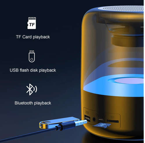 New Z5 Portable Wireless Bluetooth Speaker Subwoofer Desktop Colorful LED Lights Transparent