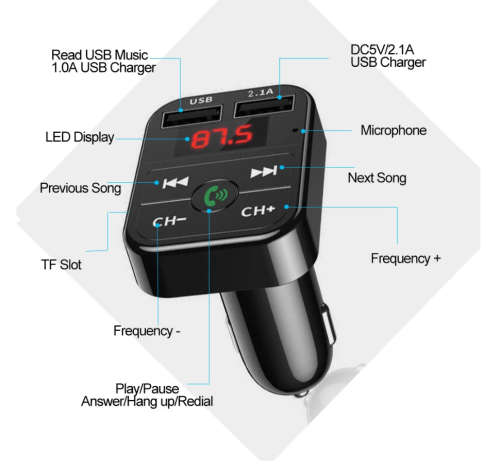 Car MP3 Bluetooth player hands free call FM card insertion machine USB Bluetooth car charging