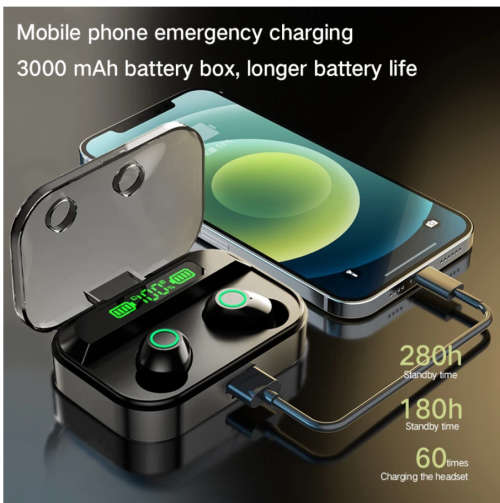 TWS Wireless Bluetooth 5.1 Earphone 3000mAh Charging Box Headphone 9D Stereo Sports