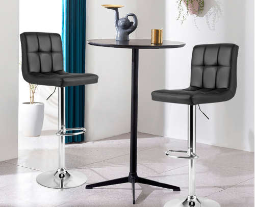 Adjustable Height Swivel Bar Stool, With Chrome Finish