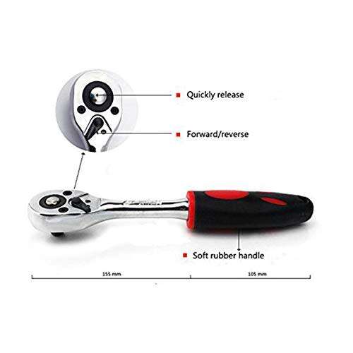 46 Pcs 1/4 Drive Socket Ratchet Wrench Set with Storage Case, Includes Metric Bit Socket Set and Ex