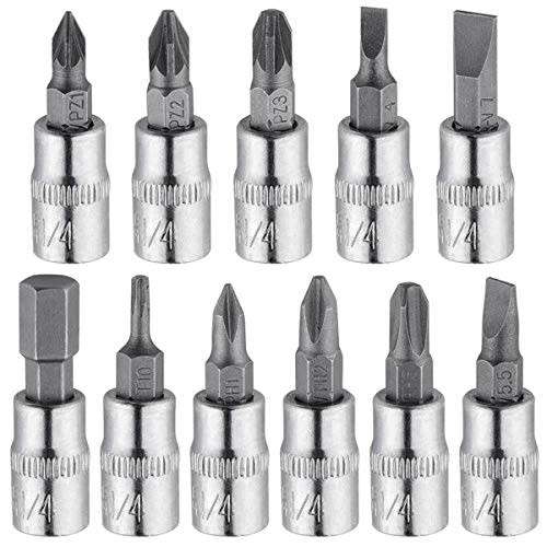 46 Pcs 1/4 Drive Socket Ratchet Wrench Set with Storage Case, Includes Metric Bit Socket Set and Ex