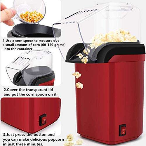 Hot Air Popper, Electric Popcorn Maker Machine with 1200W, No oil needed, Healthy and Delicious Snac