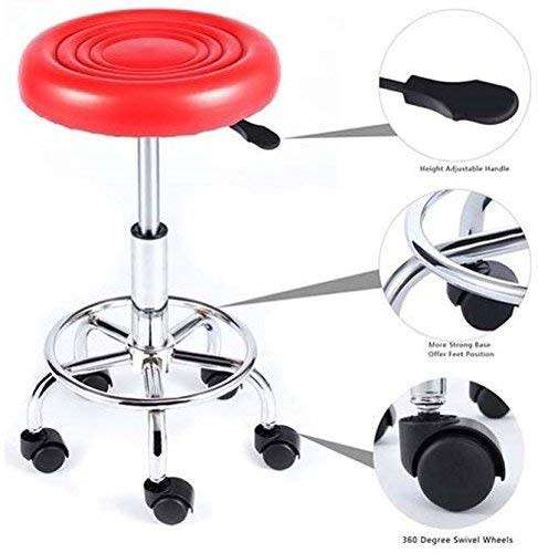 Multi Purpose Rolling Stool for Doctor, Salon, Massage, Bar stool - WHITE OR RED (Advise colour)