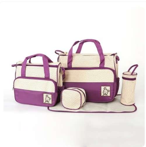 5-in-1 Set Multi Function Baby Diaper Nappy Bag Changing Set Handbag(Pink, Black, Blue and Purple)