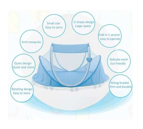Foldable Portable Children Mosquito Nets Baby Bed - Blue