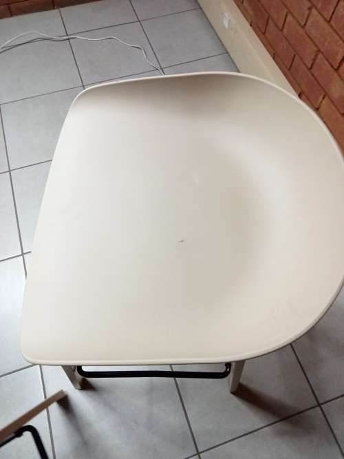 Kitchen / Barstool with steel legs and oak finish design - 1 Black, 1 Grey and 1 Beige (Secondhand)