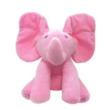 Music Singing Elephant Plush Toy - Pink / Grey