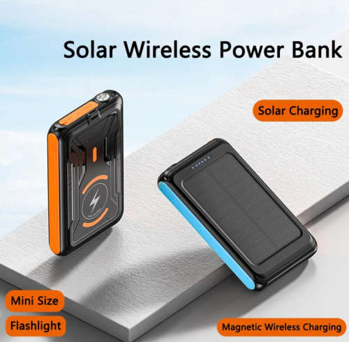Portable Solar Power Bank 5000mAh Magnetic Wireless Mobile Phone Charger Powerbank