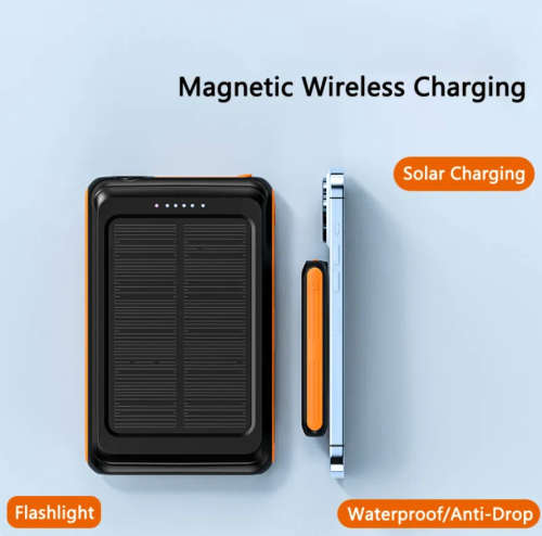 Portable Solar Power Bank 5000mAh Magnetic Wireless Mobile Phone Charger Powerbank