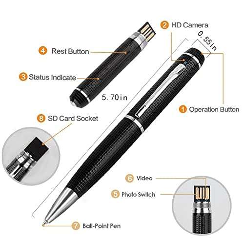 Spy Pen Camera -Full HD 1080P Video Camera Pen Loop Recording Security Camera