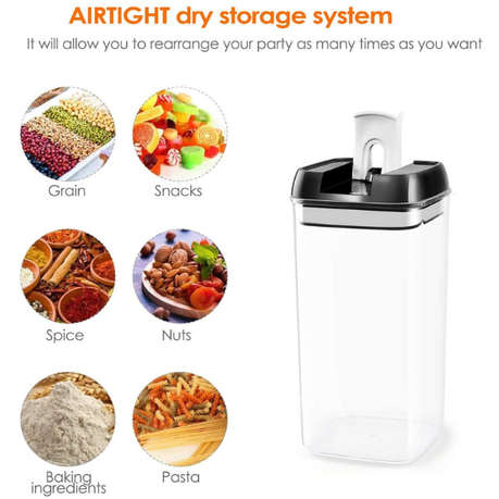 6 Piece Air-Tight Sealed Food Storage Container Set - Black