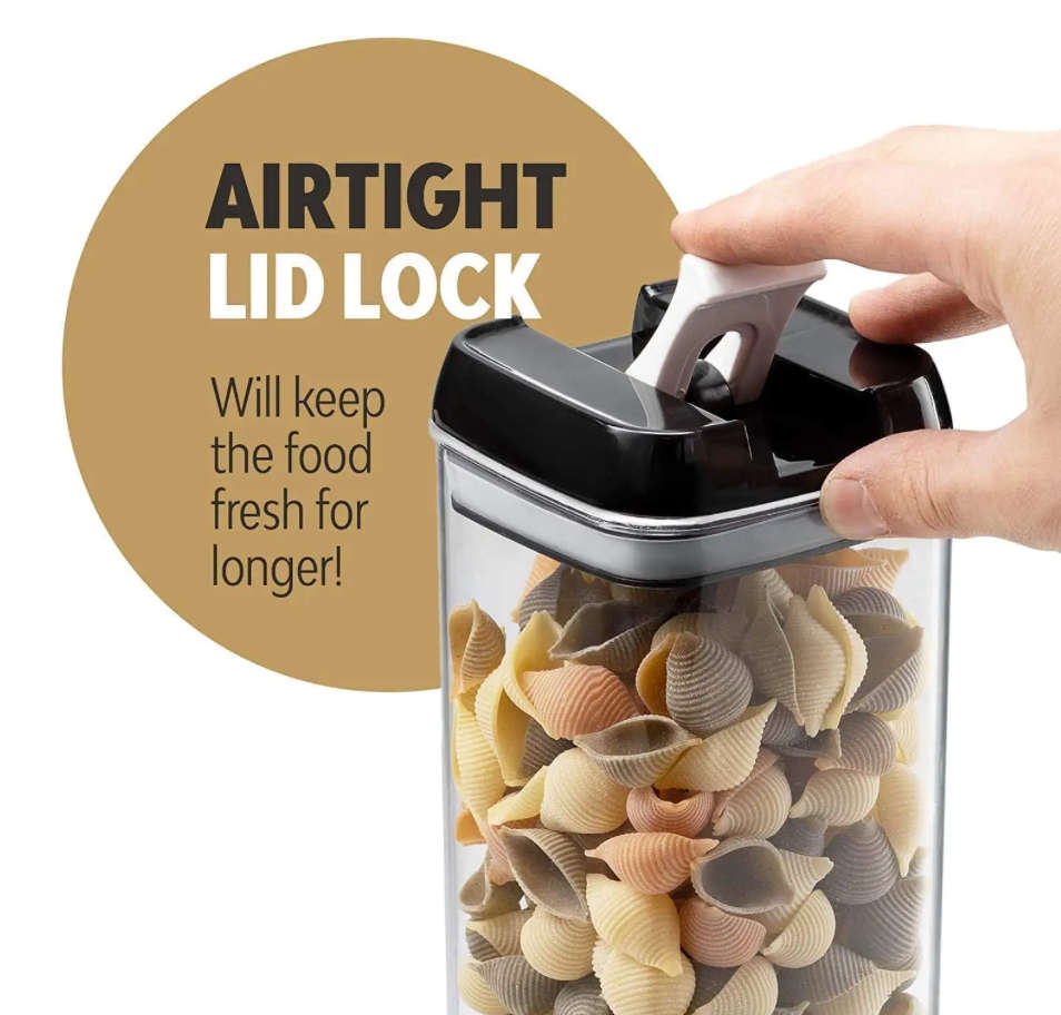 6 Piece Air-Tight Sealed Food Storage Container Set - Black