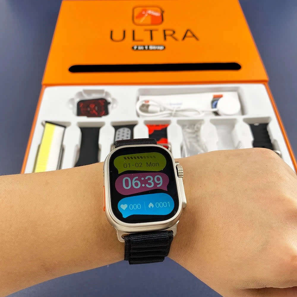 7 In 1 Ultra Smartwatch Combo Offer | Premium Box Packing 7 Straps With Watch