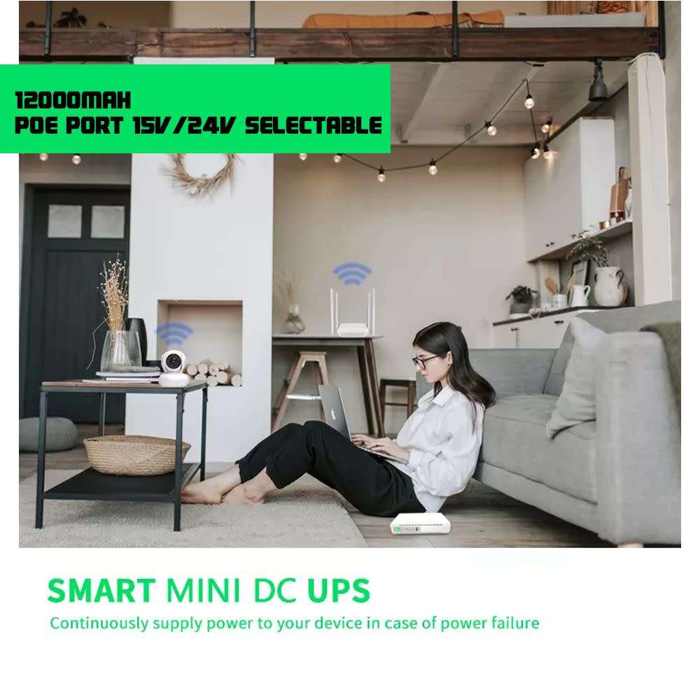 Mini Portable UPS 5V-12V For WiFi Router Large Capacity Backup Power Adapter EU/US Plug