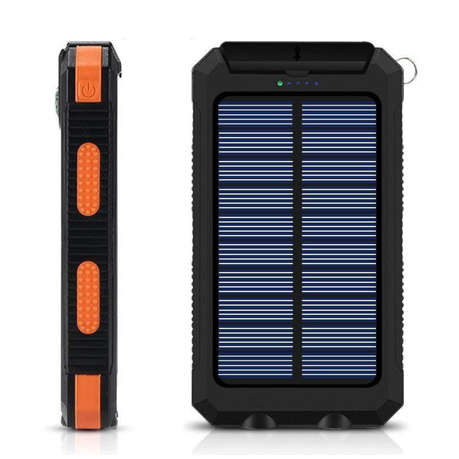 AT-77 - Solar Powered 20000mAh Power Bank - Dual USB Output & Flashlight  - Orange