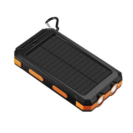 AT-77 - Solar Powered 20000mAh Power Bank - Dual USB Output & Flashlight  - Orange
