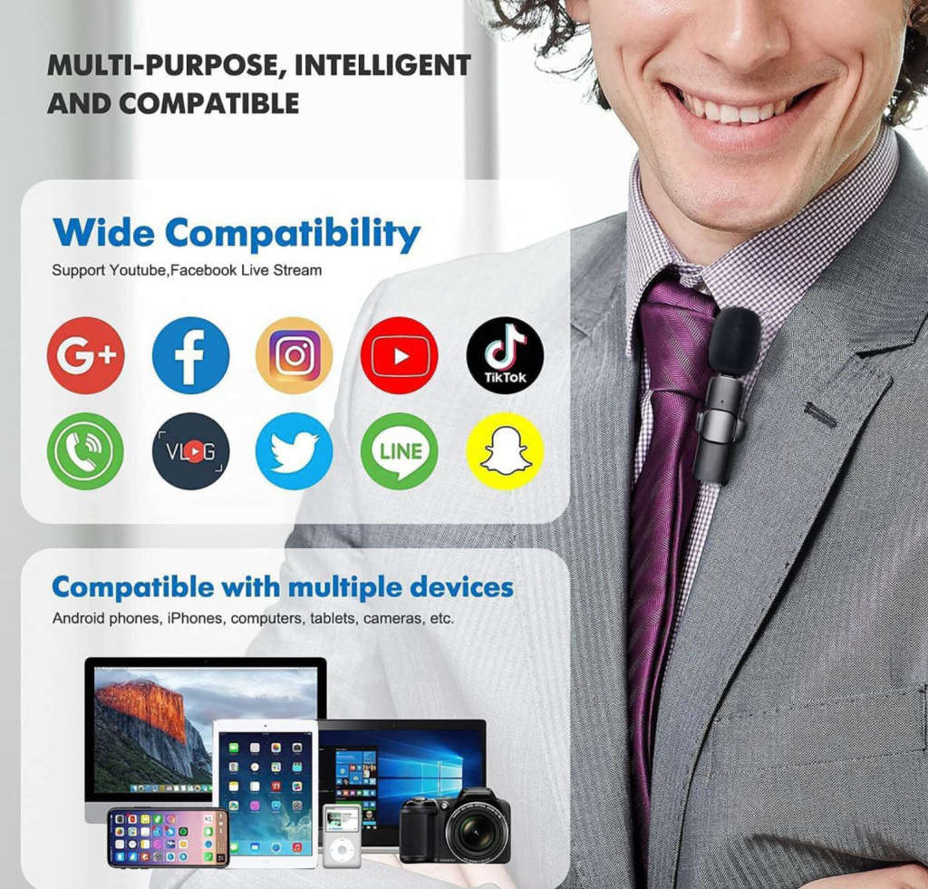 AE-62 K8 Wireless Lavalier Microphone - Type C Plug n Play Live Vlogging