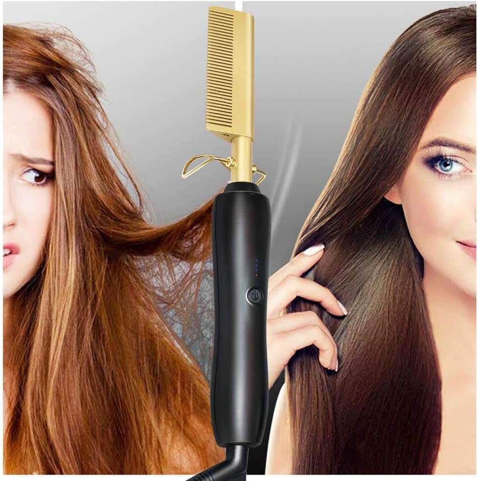 AD - 119 - 2 in 1 Electric Hair Straightener Hot Comb Hair Curler