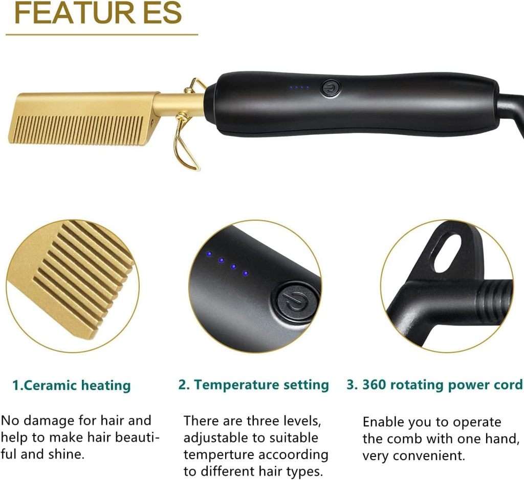 AD - 119 - 2 in 1 Electric Hair Straightener Hot Comb Hair Curler