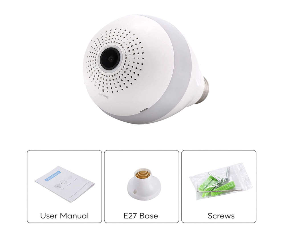 Wi-Fi Full Ultra HD 1080P CCTV Smart Security IP Hidden Camera Led Bulb with Holder Light Vision Spy