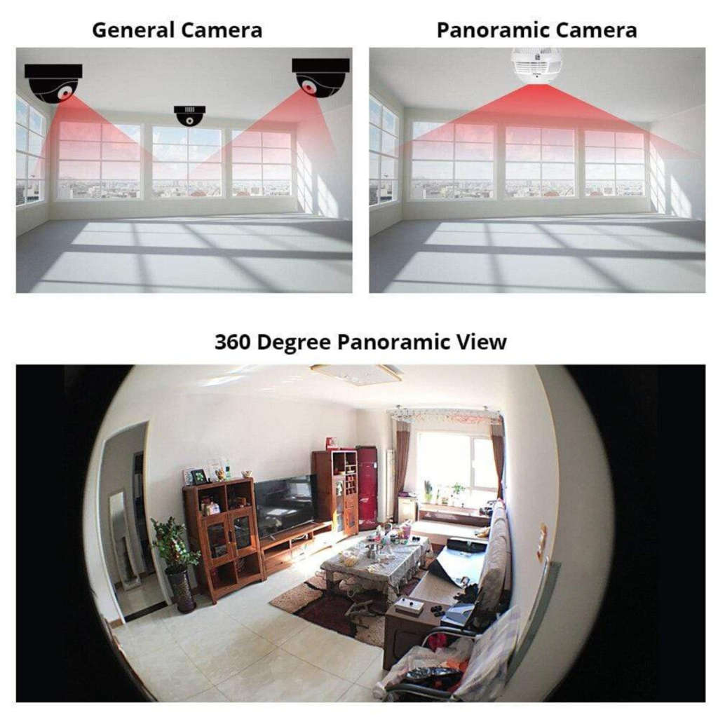 Wi-Fi Full Ultra HD 1080P CCTV Smart Security IP Hidden Camera Led Bulb with Holder Light Vision Spy