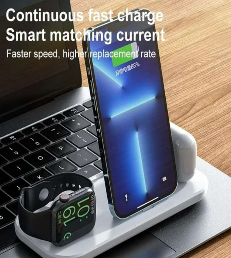 Wireless Charger Station, 3 in 1 Magnetic Charging Stand Compatible with iPhone
